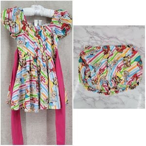 Lu & Ro Disney Princess Striped Dress and Bloomers Set Christmas Mickey Mouse